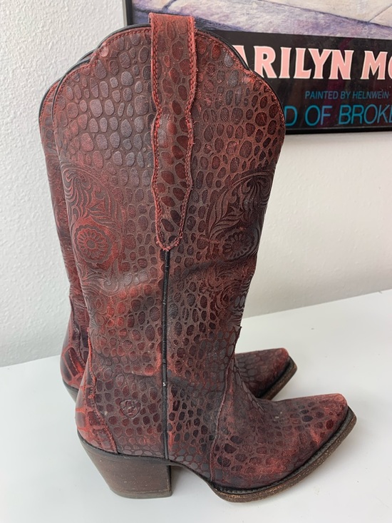 Ariat Shoes - Ariat Catrina  Embossed Red Leather Western Boot